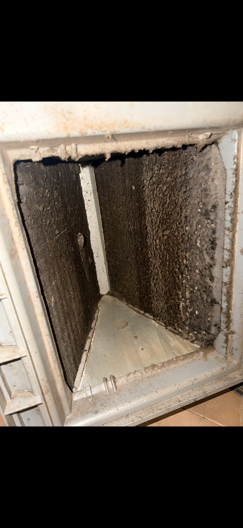 Severely impacted coil before service